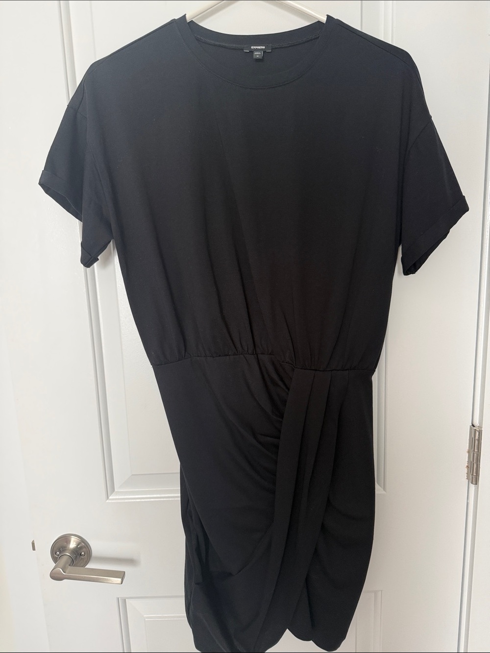 NWOT Express Black Short Sleeve Twist Front Dress
